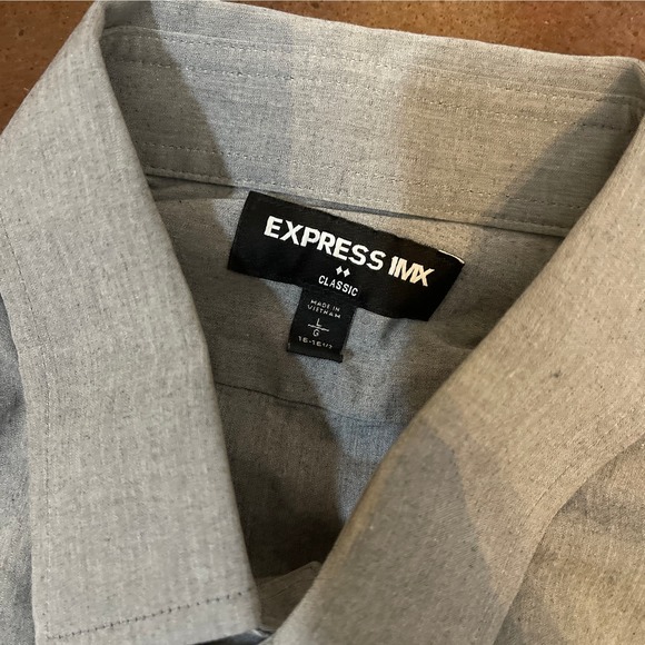 Express 1MX Classic Grey Long Sleeve Dress Shirt Size Large - Picture 3 of 3